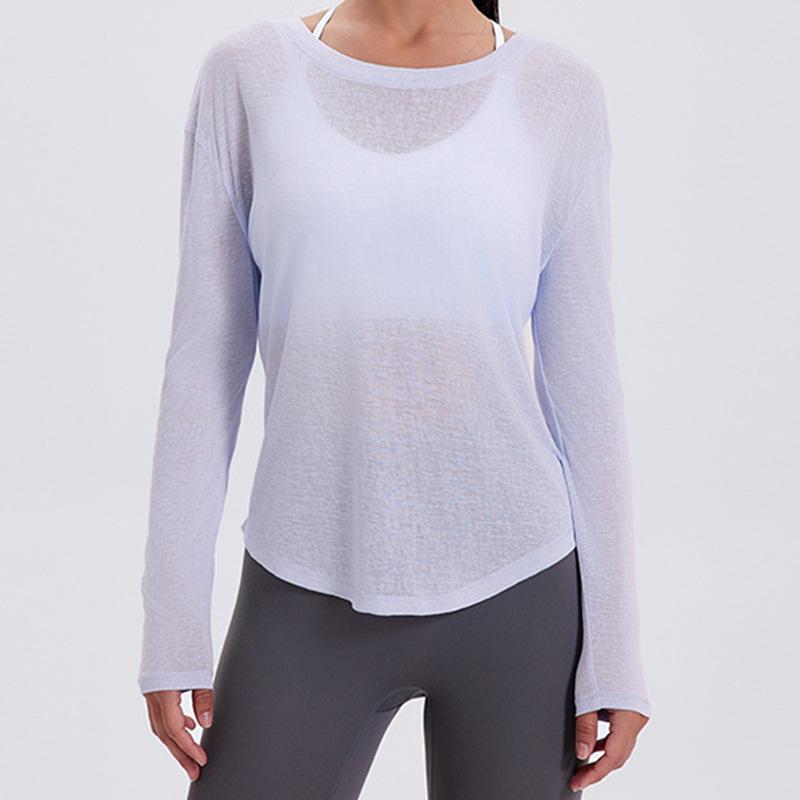 Women's Loose-Fit Long Sleeve Sport Top for Running & Pilates