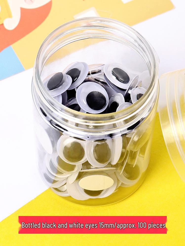Handmade Self-Adhesive Googly Eyes with Eyelashes - Black, White & Colored Movable Plastic Eyes for DIY Projects