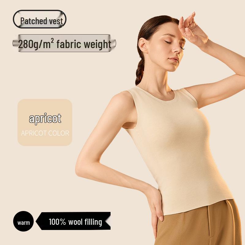 

Женский бесшовный антибактериальный зимний жилет из 100% чистой шерсти с нагрудными вкладышами. L (160-165 cm, 100-120 jin)