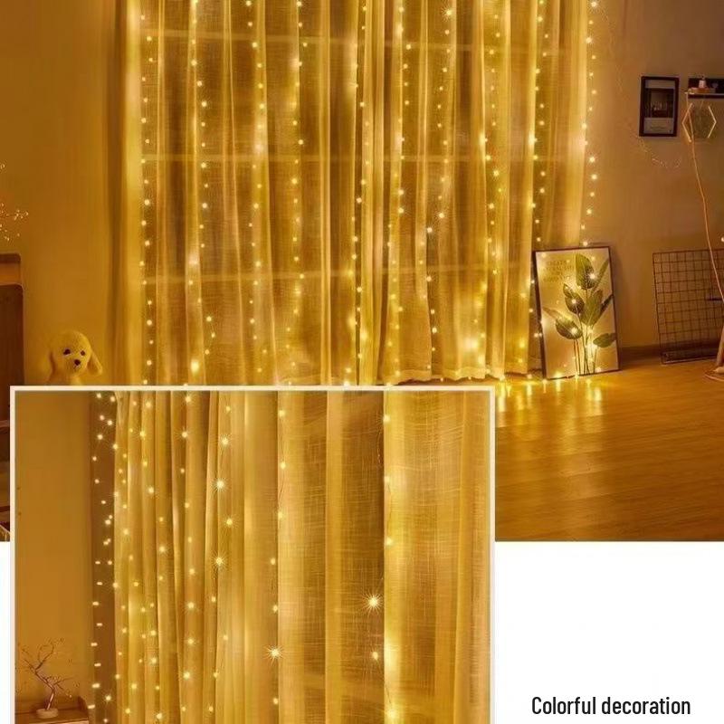 USB LED Copper Wire Curtain Lights with Remote - Decorative Holiday Atmosphere Light Strip