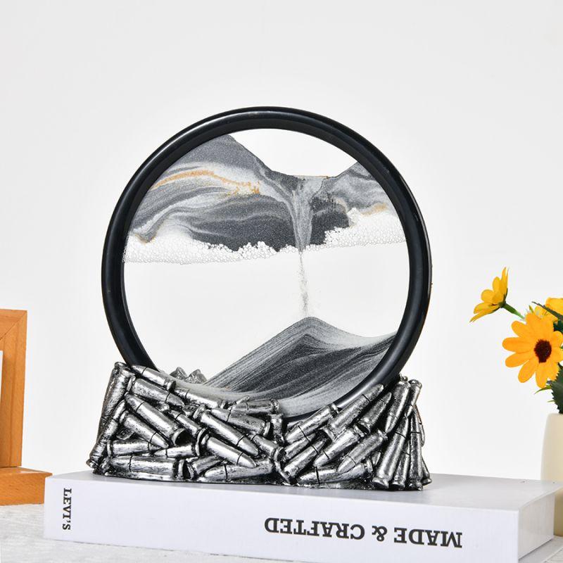 

Движущееся Песочное Искусство Жидкое Движение, 3D Глубокий Морской Пейзаж Цветной Зыбучий Песок Украшения, Круглое Стекло Движущееся Песочное Искусство Картина Расслабляющая