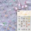 Shiny Polarized White Ribbon Bowknot Stars Tassel 3D Self Adhesive Nail Art Stickers Lovely Bow 5D Embossed Manicure Decals