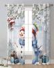 Christmas Snowflake Snowman Holly Fir Tree Sheer Curtains Living Room Decoration Window Curtains Kitchen Tulle Voile Curtains