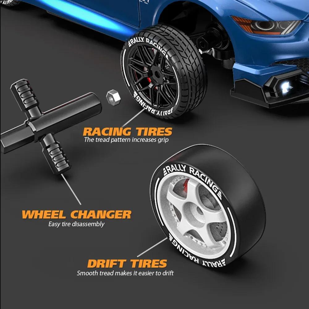 Non-Toxic Rc Drifting Car 1/24 4Wd 30Km/H High Speed Led Lights Gyro 2.4Ghz Remote Control With Pvc Shell Electric Toys For Children Kids Gift