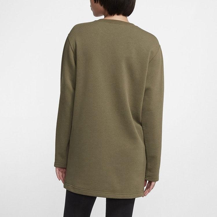Nike Casual Fleece Round Neck Long Sleeve Mid-Length Sweatshirt Women sweatshirt Army-Green BV5135-222