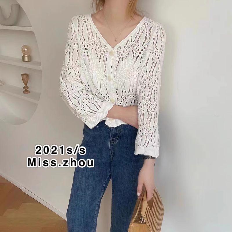 

Мода Фэнчунь Осенняя мода Новый вырез Длинные рукава Вязаный кардиган Женский Нежный топ Тонкий тип Солнцезащитная верхняя одежда White All yards