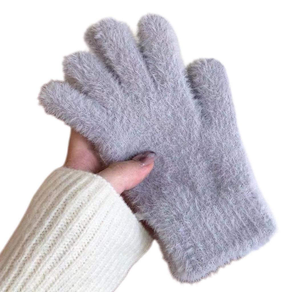 2025 Korean Style Cute Plush Women's Winter Gloves - Thickened, Cold-Proof Mink Velvet