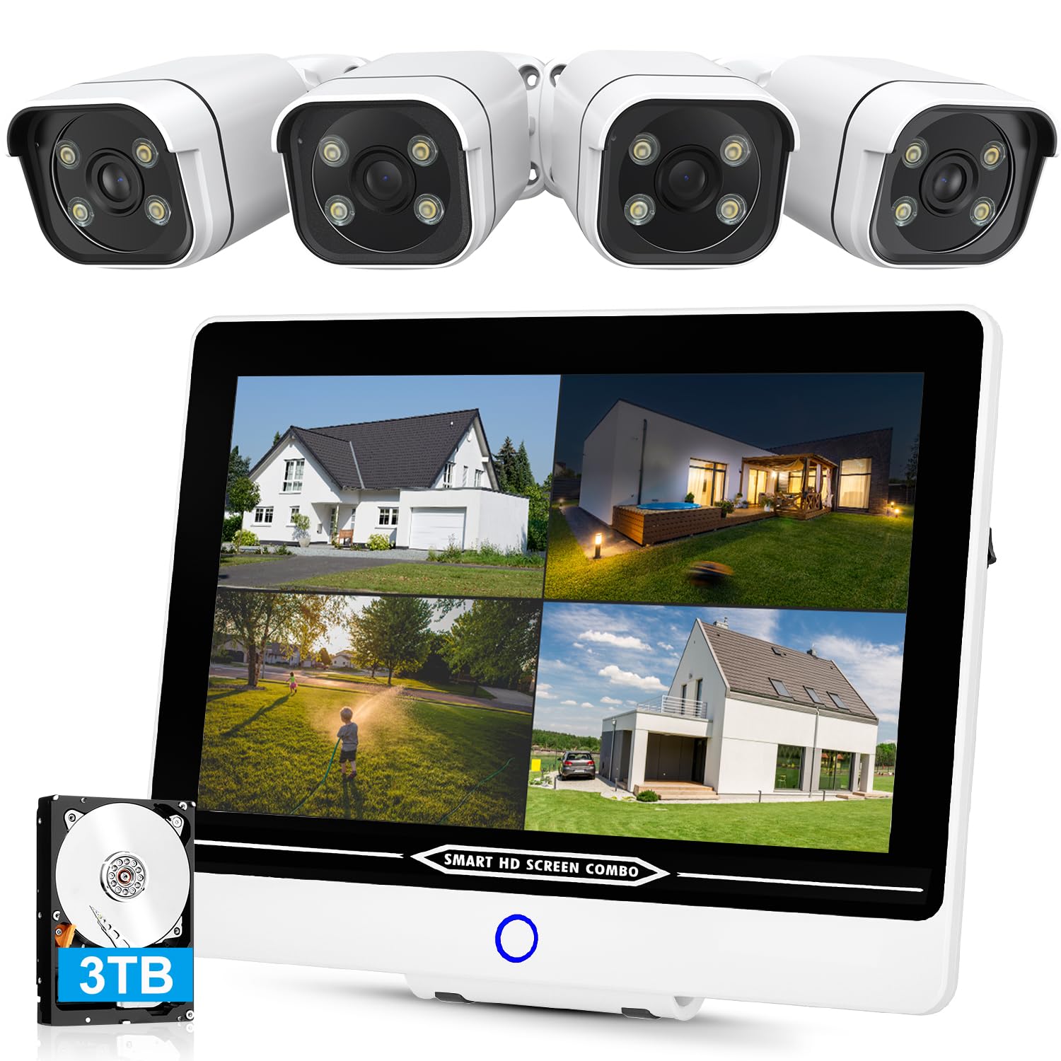 

8 million Security outdoor POE power security 3 tera AI person security light full color night vision 8 additional YESKAMOO surveillance wired POE no