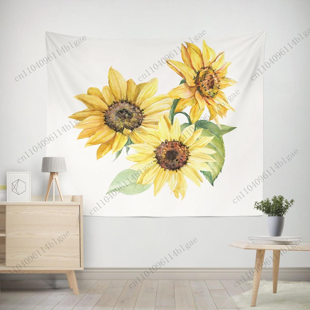 Sunflower Flower Tapestry Room Dormitory Bedside Decoration Photo Canvas Wall Tapestry Healing Style Wall Decoration