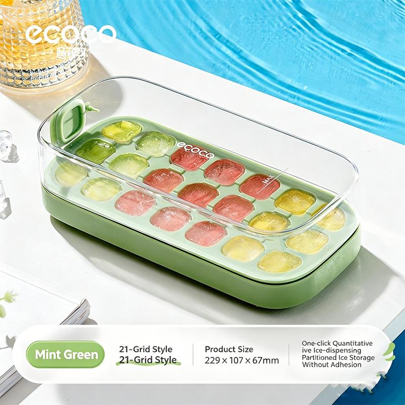 

Силиконовая форма для кубиков льда с крышкой для одного нажатия и контейнером, штабелируемая форма для льда для морозильной камеры, аксессуары для напитков на лето