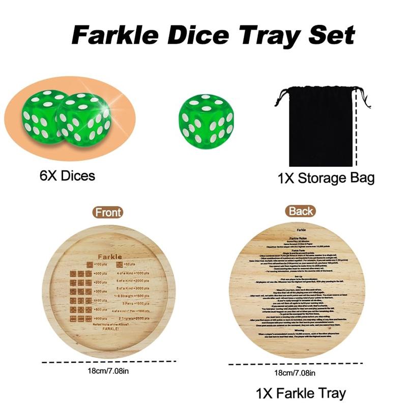 Practical-Dice Game Tray Wooden Classic Dice Game With Tray Dice Dish Family Game Exciting Games For Adults Kids Includes Six Di