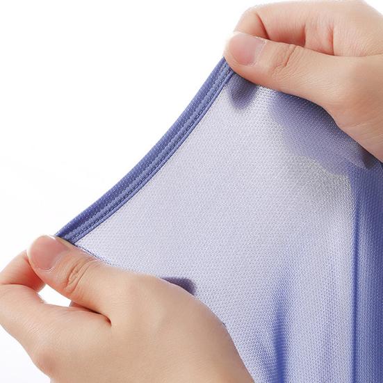 Wide Waistband Men Underwear Ice Silk Breathable Mesh Shorts Panties Solid Color Side Slit Loose Fit Underpants