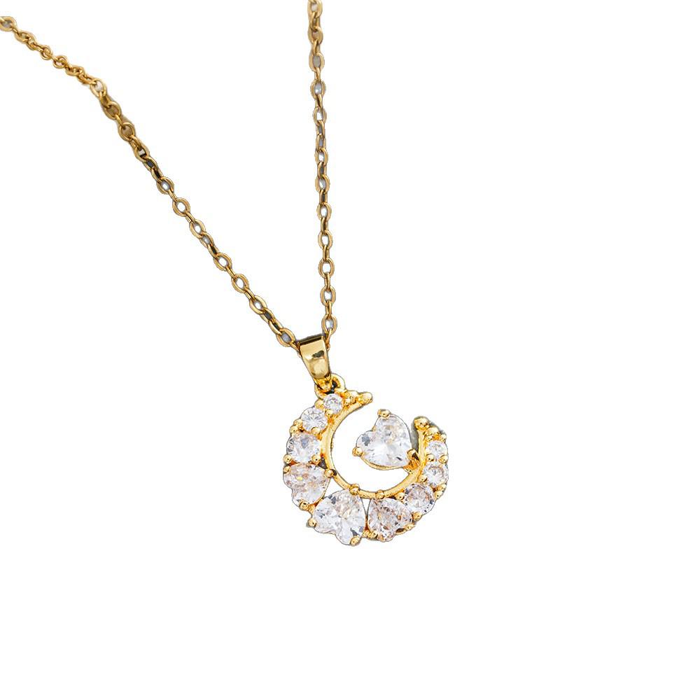 Moon Heart Luxury Diamond Necklace - Elegant and Versatile Clavicle Chain for Women