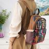 Echtleder Damen Tasche Farbige Rindsleder Patchwork Rucksack Retro Lässiger Rucksack Damen Tasche