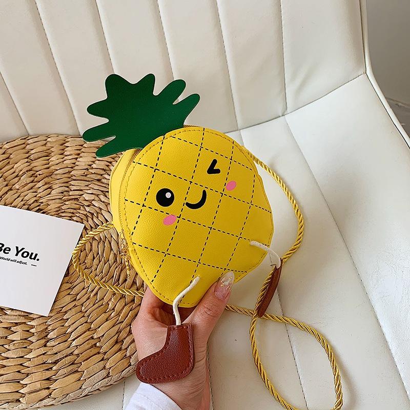 New Cute Pineapple Children's Bag Little Girl Messenger Bag Fashion Cartoon Shoulder Bag Baby Accessories Coin Purse