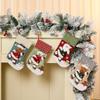 Burlap 3D Cartoon Christmas Stocking Gift & Candy Bag Pendant