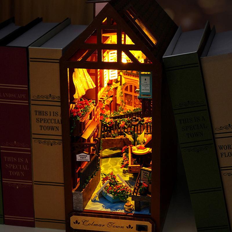 Book Nook Kit Diy Miniature House Dollhouse Kit For Adult And Teens Booknook Bookshelf Decor Alley Model Build With Led Light