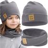 Czapka Wiosenna Dla Chłopca z Kominem - Antracyt 46-50 cm