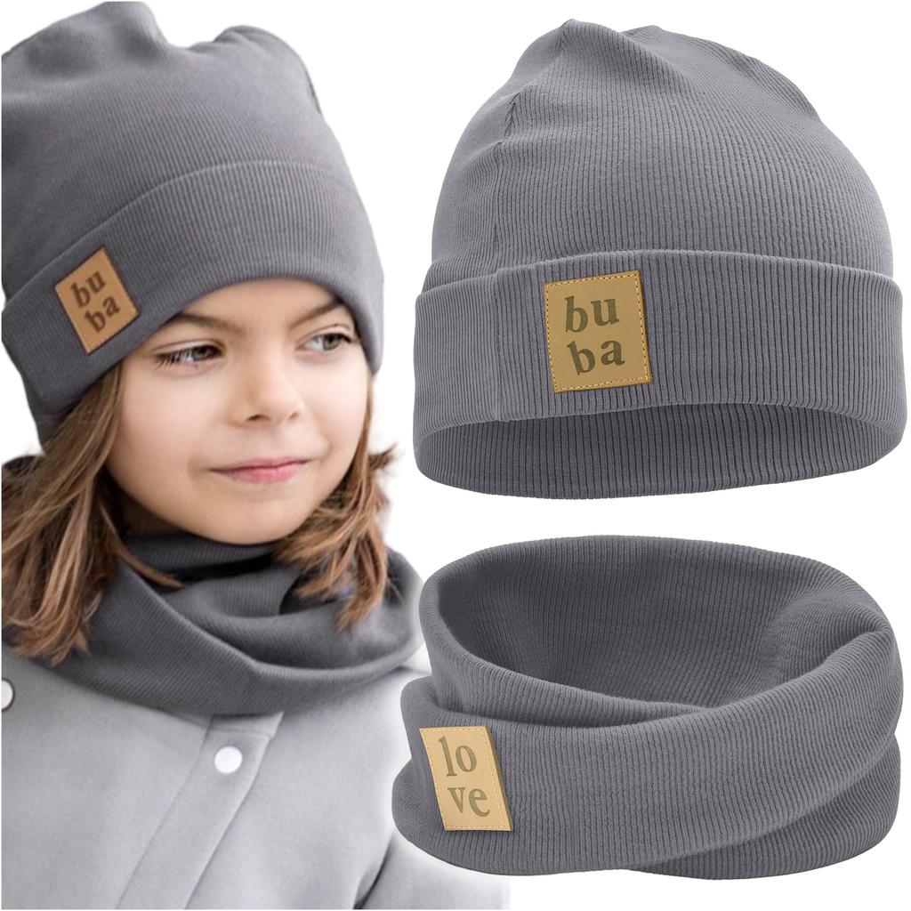Czapka Wiosenna Dla Chłopca z Kominem - Antracyt 46-50 cm