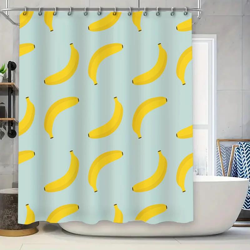

Polyester Shower Curtain With Bananas Print Decorative, Waterproof, Easy Clean Waterproof Bathroom Liner For Bathrooms-White W60H190(CM)-1 Pcs