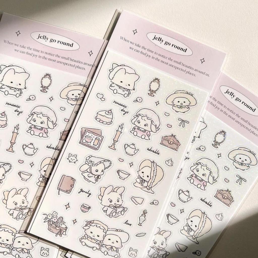 Korean Cute Cartoon Fox Rabbit Stickers for DIY Phone Case Decoration