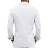 Men's Long Sleeve Stretch Dress Shirt, Business Casual Collar, Breathable Double Button Cuff