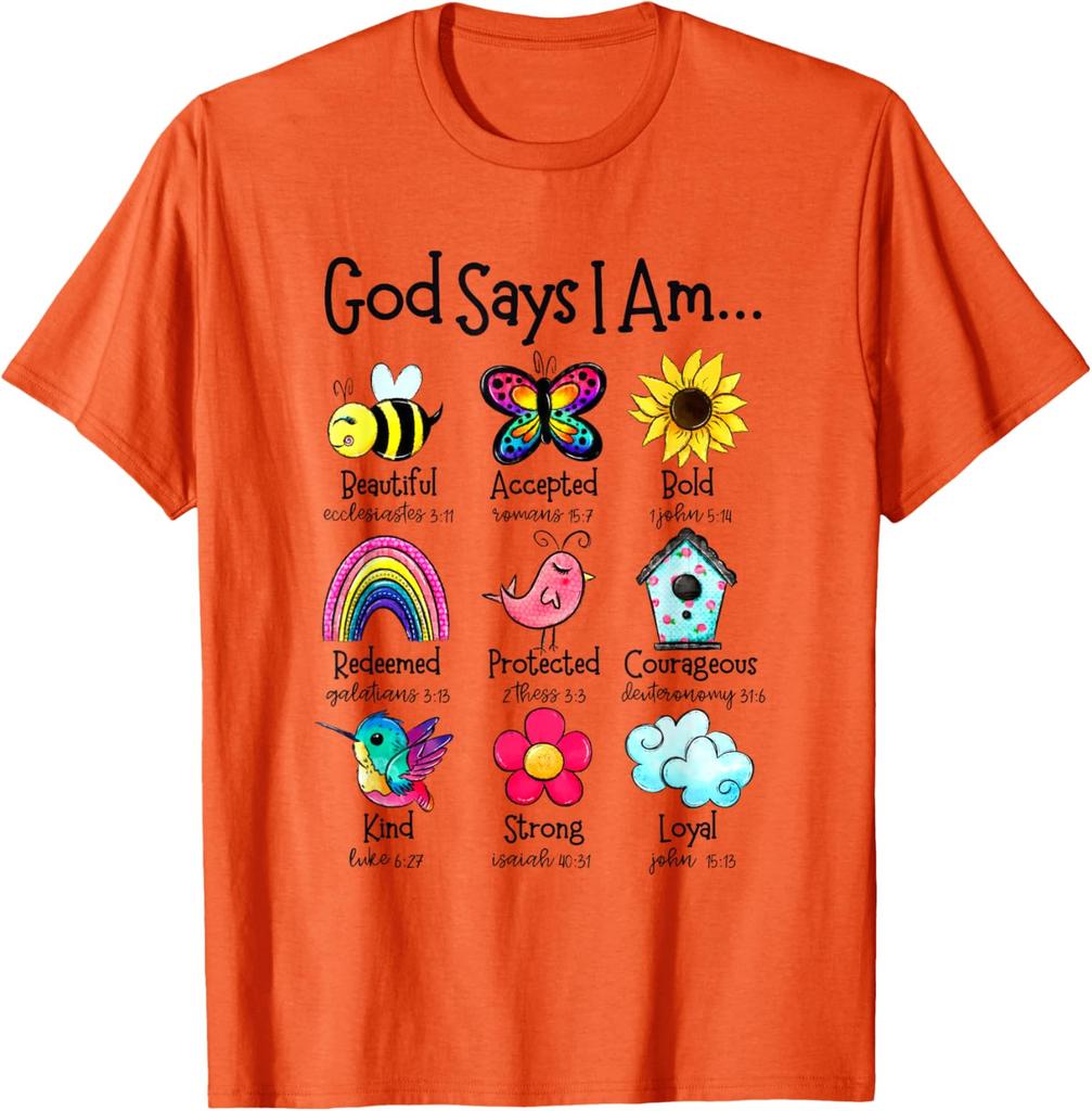 God Says I Am Christian Bible Verse Graphic T-Shirt Soft Cotton Casual Daily Tee for Men