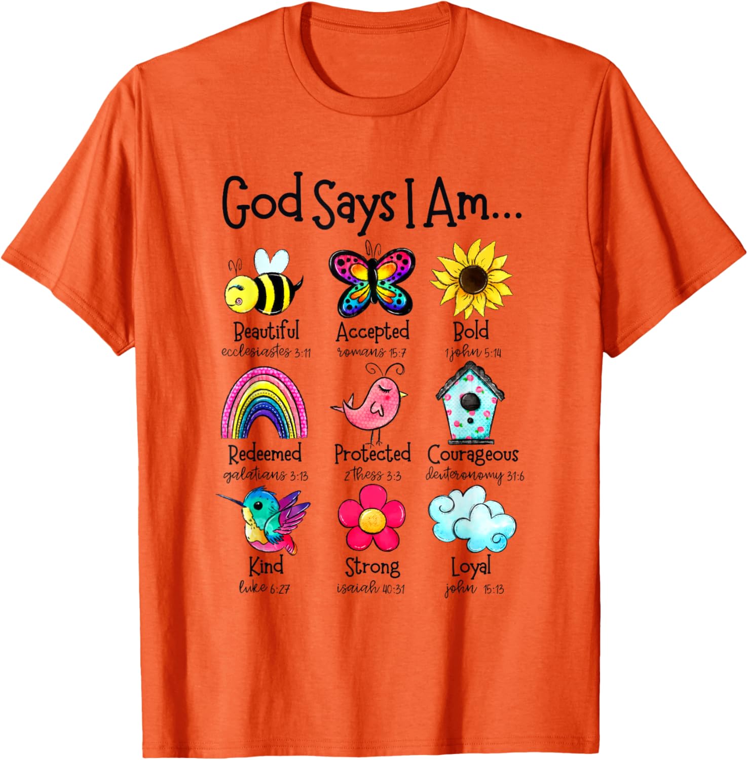 

God Says I Am Christian Bible Verse Graphic T-Shirt Soft Cotton Casual Daily Tee for Men 4XL