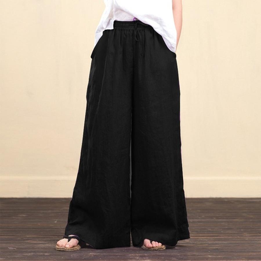 Newest Women's Loose Wide Leg Pants, Fashion Style Cotton Linen Long Pants for Women