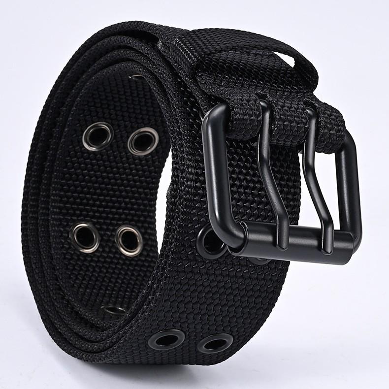 Men's Fashion Pin Buckle Leather & Nylon Woven Canvas Belt