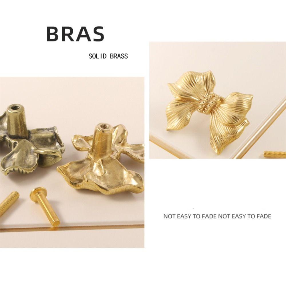 Luxury Cabinet Door Knobs Gold Color Wardrobe Drawer Pulls Creative Bow Tie Brass Handle  Dresser