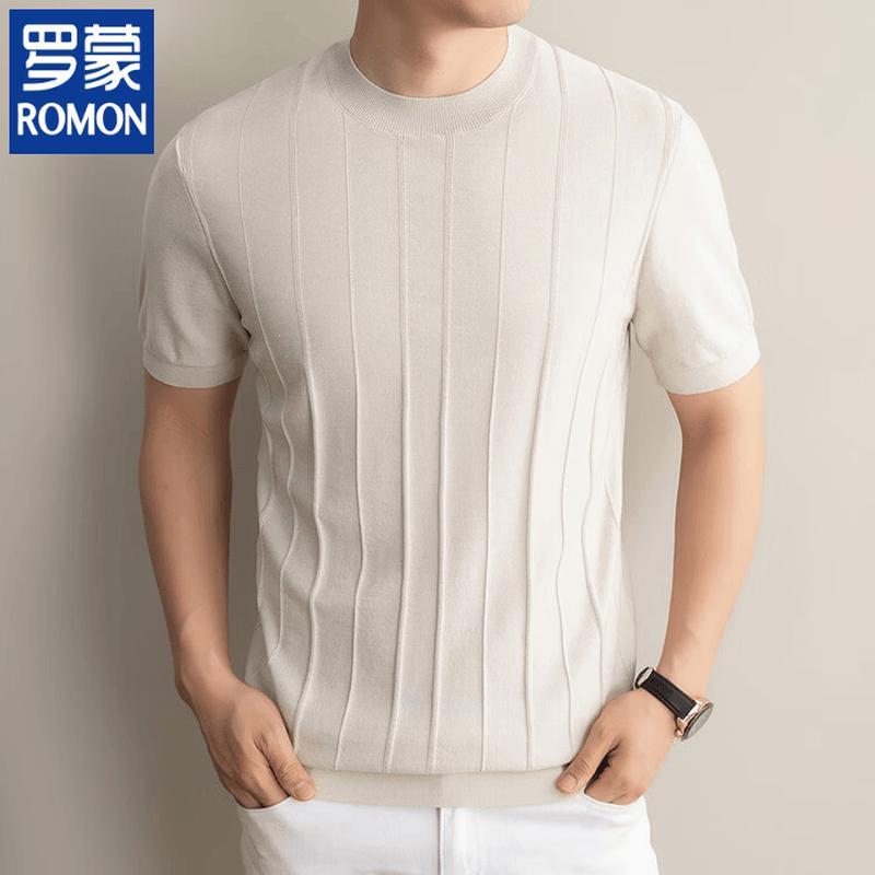 ROMON Men s Vertical Stripe Knit T-Shirt L