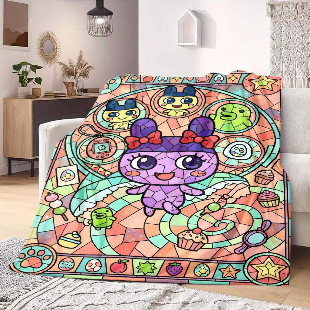 Tamagotchi Anime Spaudinio Antklodė Šilta Patogi Flanelinė Antklodė Tinka Miegamiesiems, Sofoms, Lovoms, Kėdėms, Iškyloms, Kelionėms