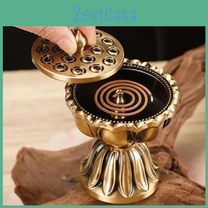Copper Lotus Purecopper Zen Chinese Incense Burner Pure Copper Antique Old Treasure Lotus Lamp Sandalwood Incense Burner Incense