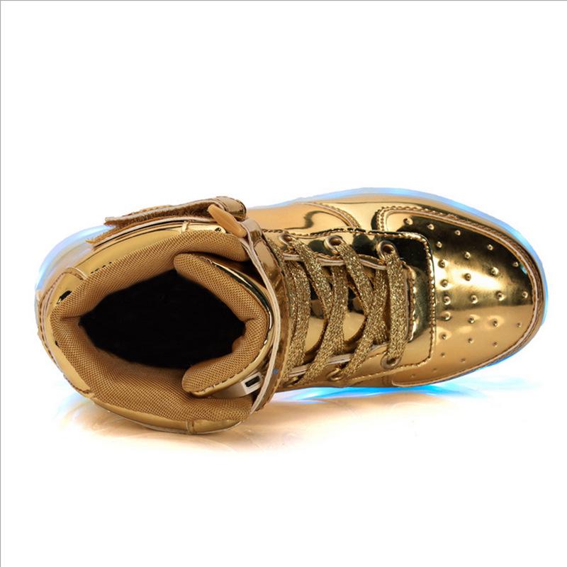 Children's light shoes led luminous shoes charging sports shoes high-top baby shoes male and female students female board shoes