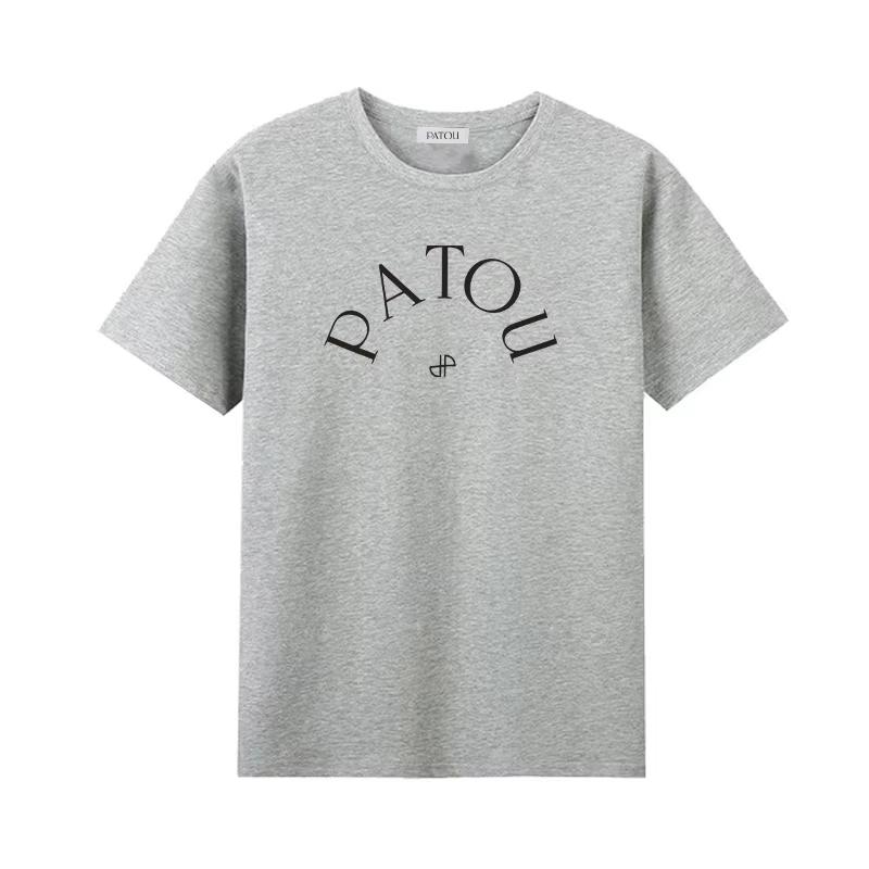 PATOU Letter Print Cotton T-shirt O-neck Simple Letter Fashionable Printed Pattern T-shirt Harajuku Women's Summer T-shirt Tops