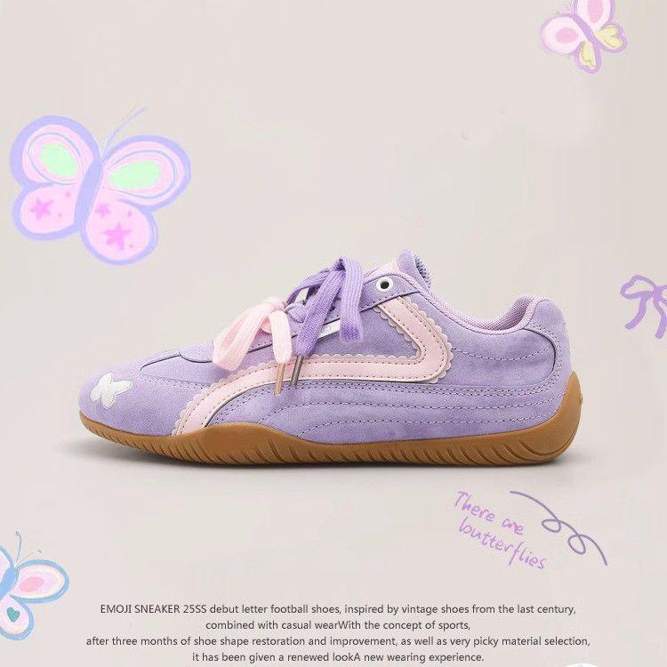 Autumn devil fairy purple butterfly racing shoes new low-top thin-soled German training board shoes female adult