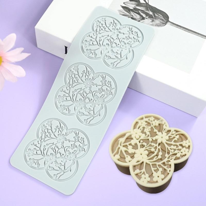 2pcs Fondant Impressions Mats Pastry Moulds Flower/Leaf Pattern Lace Mat Chocolate Silicone Molds for Cake Decorating