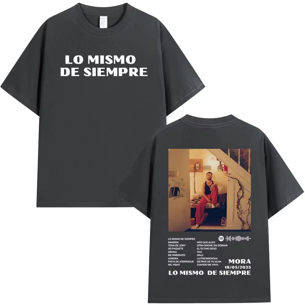 

Mora Lo Mismo De Siempre 2026 Album Cover T Shirt Unisex Women Clothing Hip Hop Fashion Oversized Short Sleeve Tshirts Streetwear S