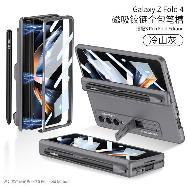 Custodia Porta Penna con Cerniera Magnetica Per Samsung Galaxy Z Fold 4 5g Fold 4 Supporto Stand Custodia Rigida Copertura Slot Laterale per Penna (Nessuna S Pen )