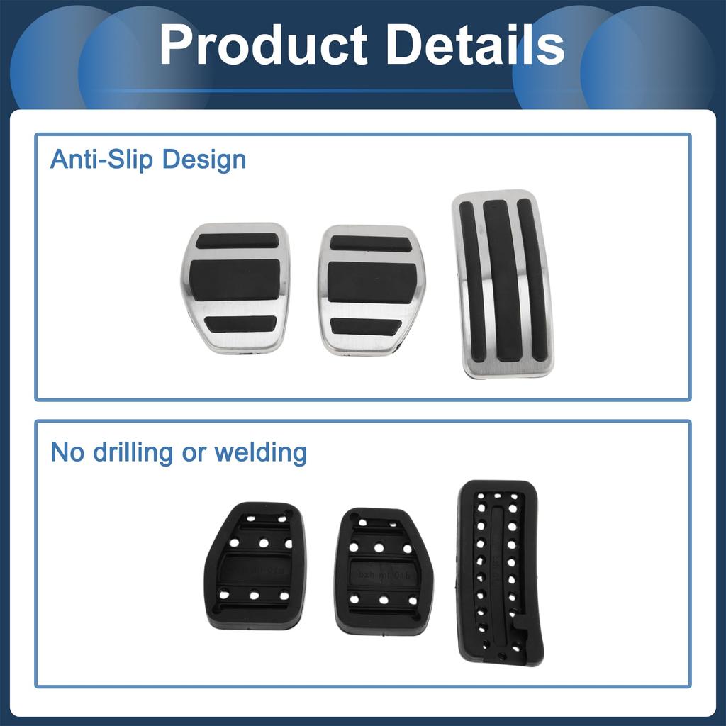ABSOPRO 1 Set Manual Footrest Pedal Footrest Pedal Footrest Dead Pedal Pad Covers for Peugeot 208 Stainless Silver Tone Covers, Pads, 2013-2018,