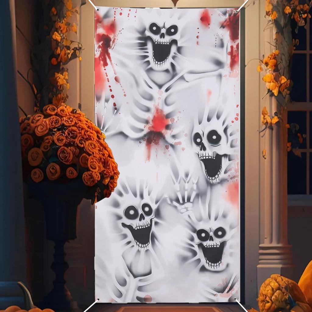 Halloween Front Door Decoration Skull Pumpkin Blood Hand Large Door Cover Banner for Home Happy Halloween Party Decoration 2025