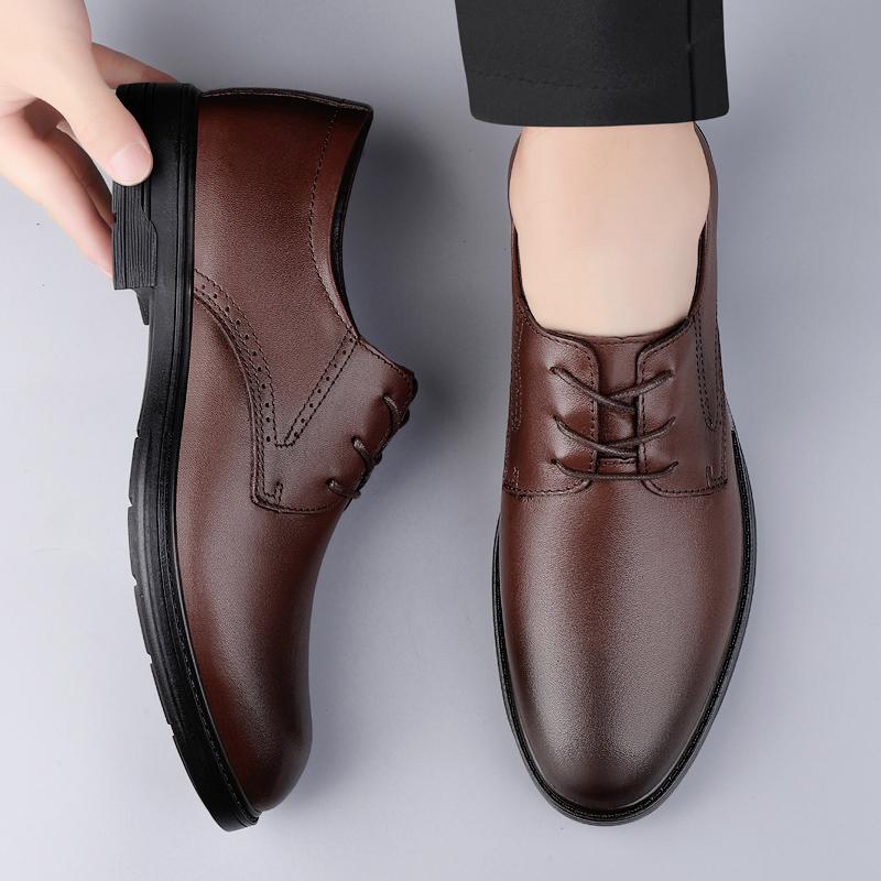 Fashion Business Casual Men's Leather Shoes Gentleman Shoes Lace Up Men Minimalist Versatile Comfortable Fashion Office Footwear Male