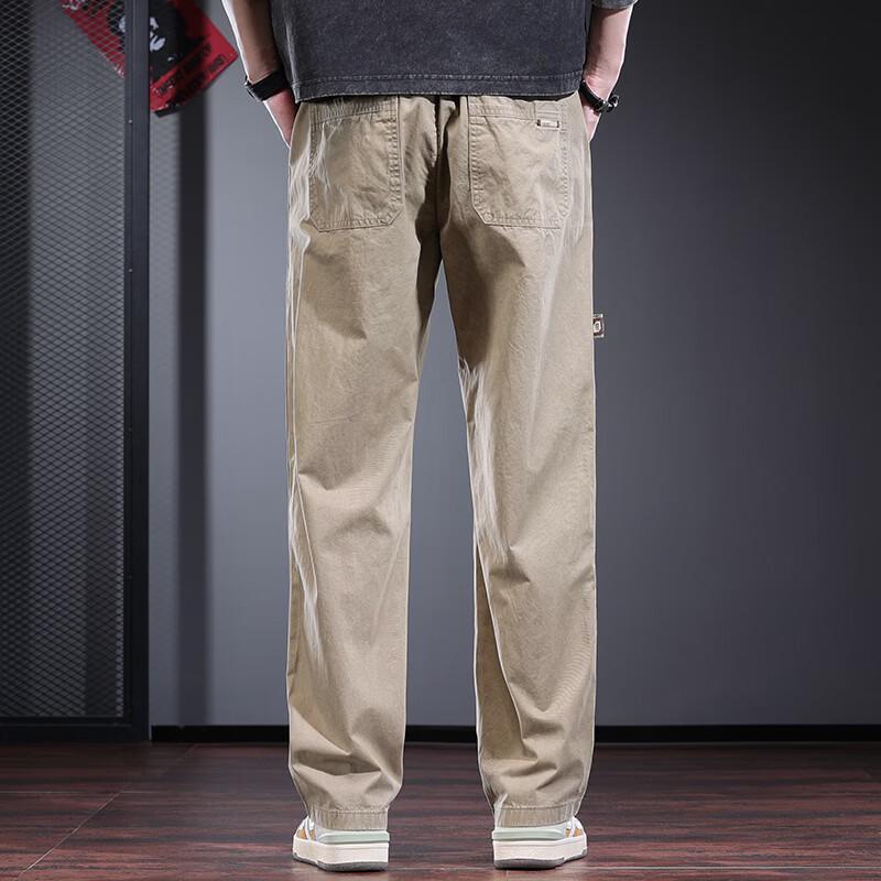 Jieleinuo Men's Pure Cotton Loose Straight-Leg Casual Trousers