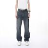 VOGUO RELAY Korean Style Retro Distressed Straight-Leg Jeans
