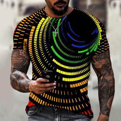 Neues Vertigo 3D-gedrucktes T-Shirt Herrenmode-Trend O-Ausschnitt Kurzarm-Tops Grafik Optische Illusion Muster T-Shirt Tees Männlich