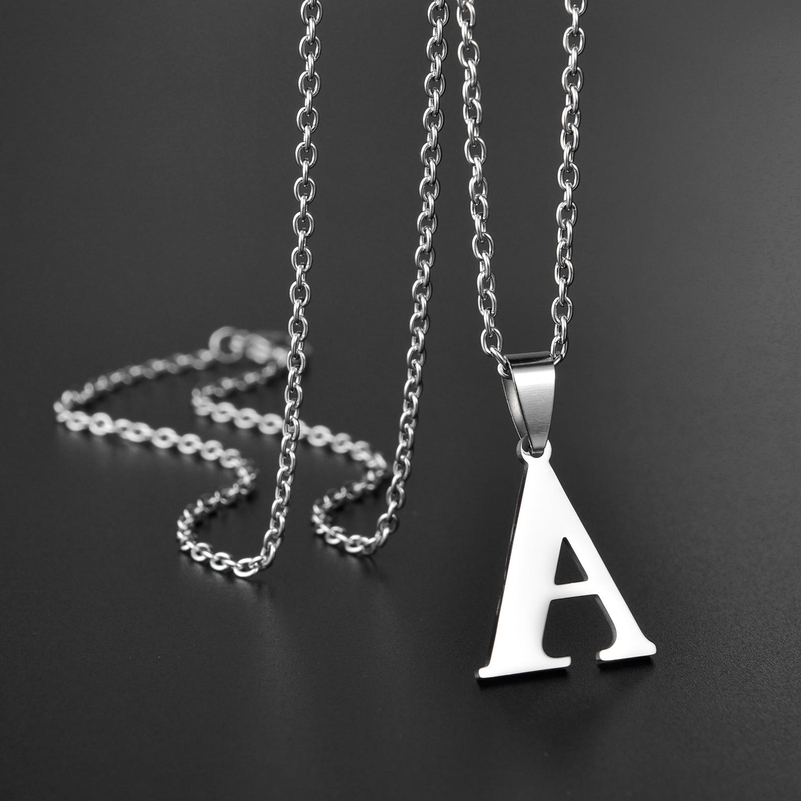 26 Alphabet Letters A-Z Pendant Stainless Steel Necklace Initial Minimalist Necklaces For Men Women Fashion Gifts