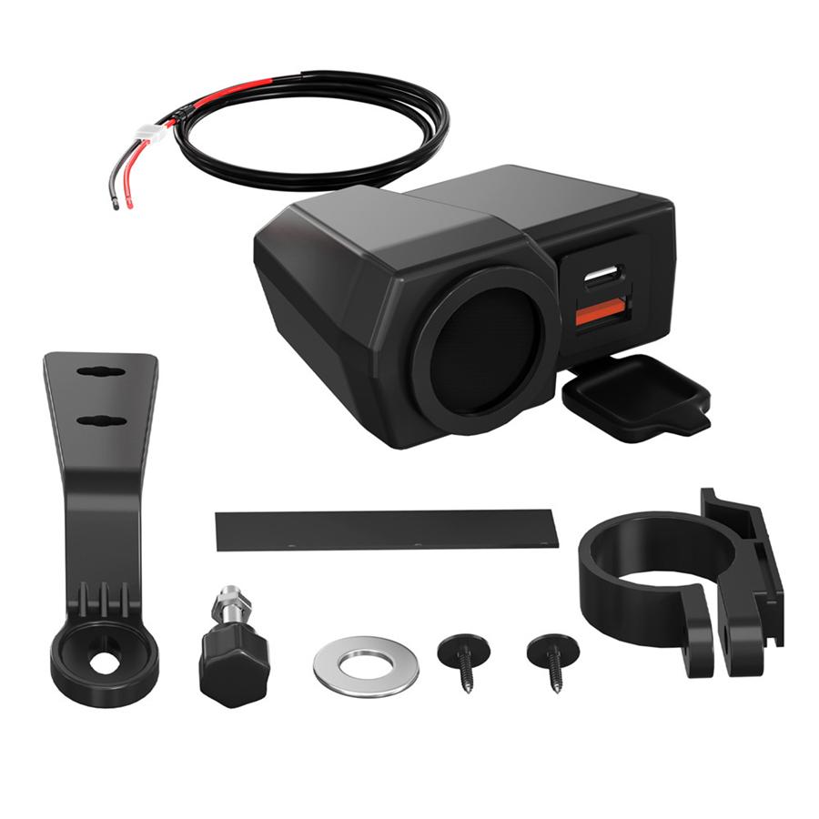 Motorcycle USB+Type-c Port Mobile Phone Charger With Temperature Voltage Display