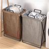 Large Capacity Dirty Clothes Basket Metal Frame Waterproof Folding Laundry Hamper Space Saving Heighten Bottom Closet Organizer