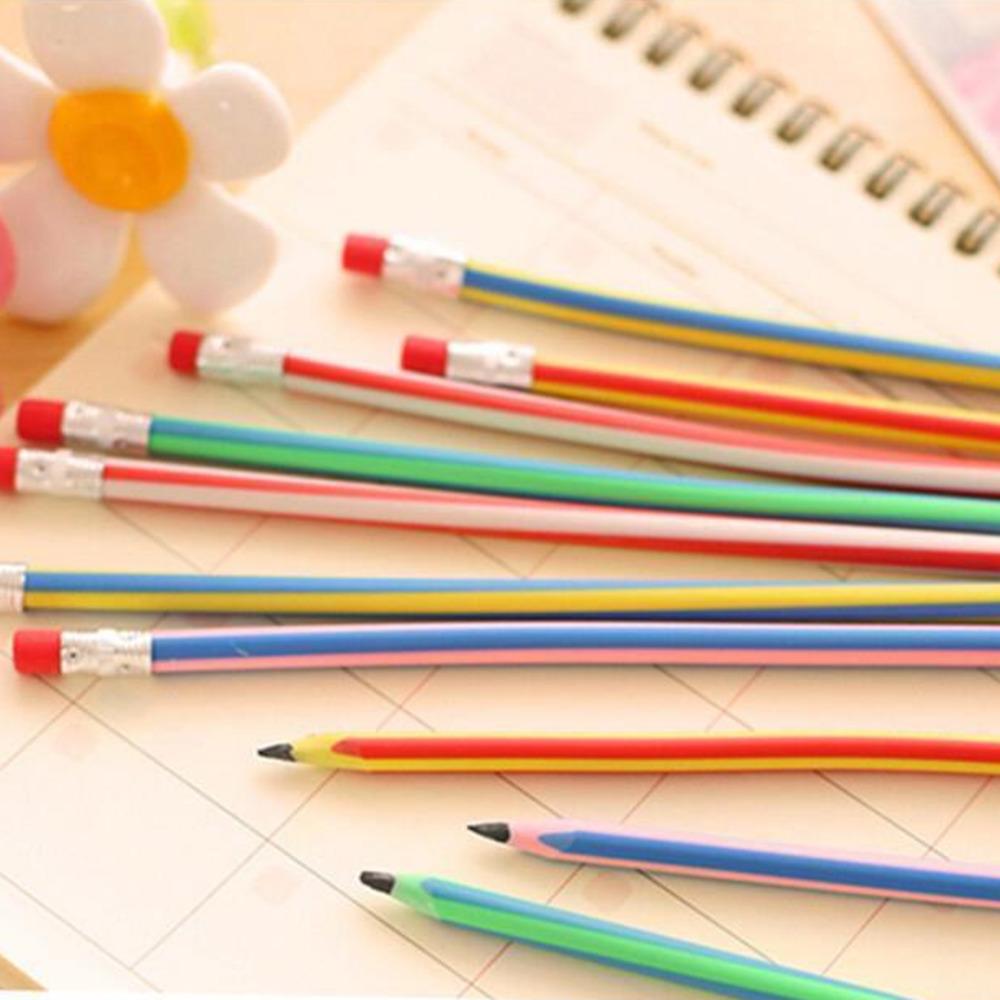 5 Piece Colorful Magic Bendy Flexible Soft Pencil With Eraser Stationery Kids Student Colored School Office Supplies